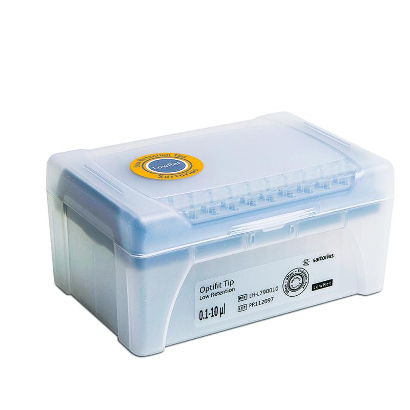 Наконечники 10 мкл для дозаторов Sartorius BIOHIT Low Retention Optifit, 31.5 мм, в штативе 10х96 шт.