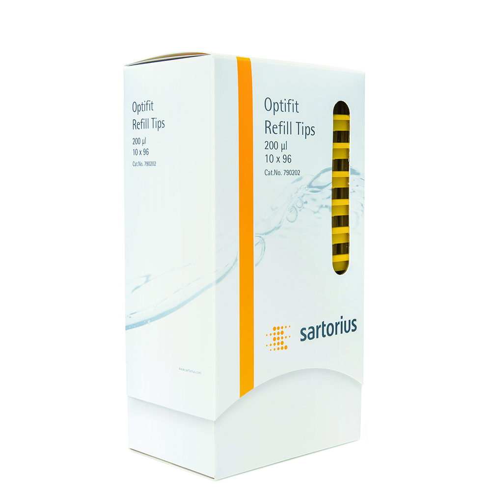 Наконечники 200 мкл для дозаторов Sartorius BIOHIT Optifit Refill, 51 мм, в многослойном штативе 10х96 шт.